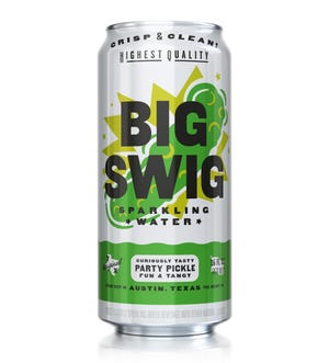 One of Big Swig's newest sparkling water flavors is Party Pickle, which is exactly as it sounds: pickle-flavored water. [Contributed by Big Swig]