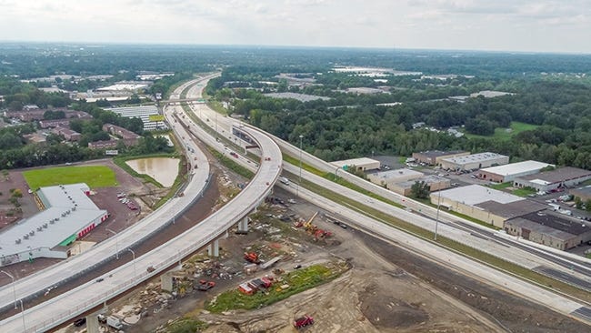 An aerial shot of the finished $260 million Pennsylvania Turnpike/I-95 interchange after four years of construction.

[CONTRIBUTED]