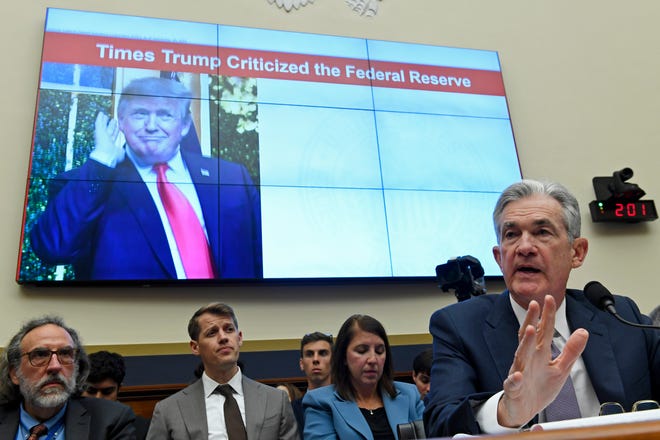 Federal Reserve Chairman Jerome Powell testifies on Wednesday before the House Financial Services Committee on Capitol Hill in Washington. [AP photo / Susan Walsh]