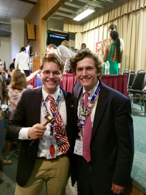 Brothers Sam and Jon Lowry after awards ceremonies at the Conference on National Affairs. Sam was awarded 1 of 6 spots to return after his Freshmen year of college to serve in Leadership as a Presiding Officer for the 2020 conference. [CONTRIBUTED]