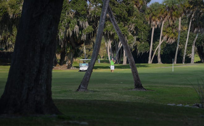 A golfer plays the American course at Bobby Jones Golf Complex. [Herald-Tribune Archive]