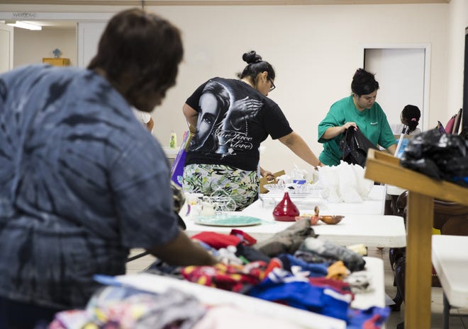 No Borders for Hope, a charity based in Jacksonville, and Panama City Girl Scout Group 438, organized a food and clothing giveaway at Macedonia Missionary Baptist Church on Saturday. No Borders for Hope looked for an organization to partner with in Panama City since Hurricane Michael made landfall, and partnered with the Girl Scout group to give food, cleaning supplies and food to those still recovering from the hurricane. [JOSHUA BOUCHER/THE NEWS HERALD]