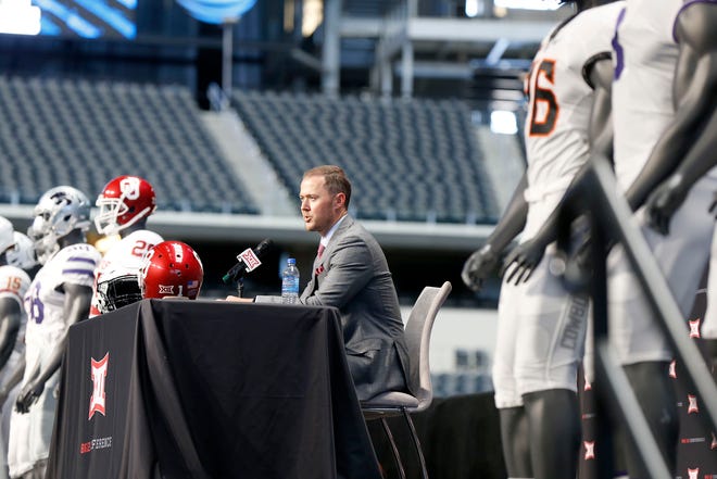 OU head coach Lincoln Riley at the Big 12 Media Day at AT&T Stadium in Dallas, TX, July 15, 2019. [STEPHEN PINGRY/Tulsa World]