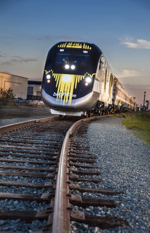 A Virgin Trains USA-built high-speed rail line between the High Desert and Las Vegas probably won't be up and running until 2023. [Photo courtesy of Brightline]