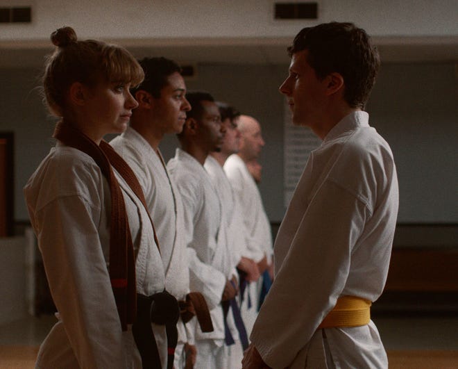 Imogen Poots (left) as "Anna" and Jesse Eisenberg (right) as “Casey" in "The Art of Self-Defense." [Bleecker Street]