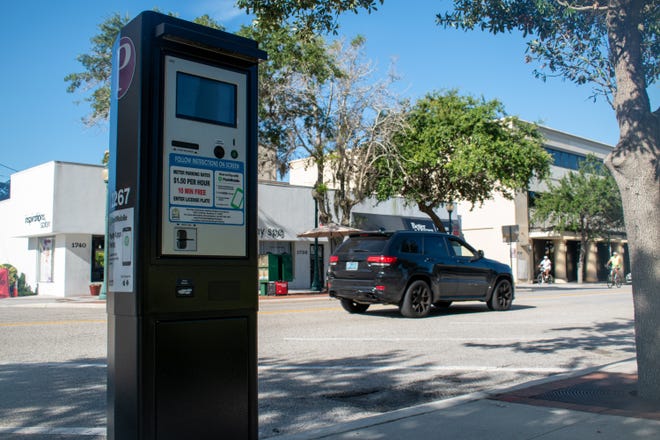 Roughly half of the parking pay stations were activated in downtown Sarasota as of Tuesday. Paid parking is now being enforced in both the judicial and downtown districts. [HERALD-TRIBUNE STAFF PHOTO / JAMES BENNETT III]