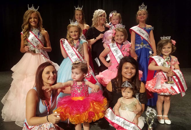 The 2019 Little Miss Gastonia Pageant winners were Nova James Walker and Addison Lackey (front row); Ashlyn Price, Jasmine Menis, Saylor Cruz, and Elizabeth Mull (second row); and Dallas Seagle, Kennedy Hester, and Campbell Benton (back row). [PROVIDED PHOTO]