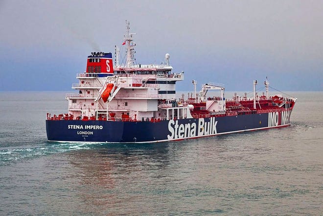 A file photo of the British oil tanker Stena Impero, which is believed to have been captured by Iran. Iran's Revolutionary Guard announced on their website Friday, it has seized a British oil tanker in the Strait of Hormuz, the latest provocation in a strategic waterway that has become a flashpoint in the tensions between Tehran and the West.