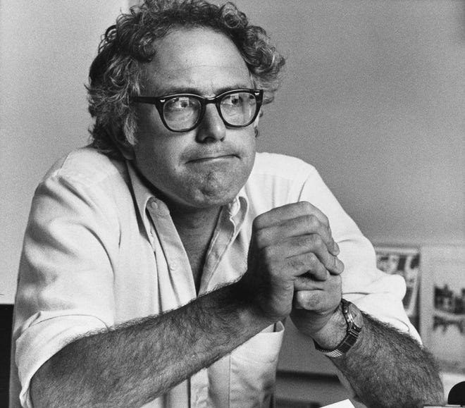This Sept. 11, 1981 file photo shows Burlington, Vt., Mayor Bernie Sanders. Sanders says his family's experience finding treatment for his mother, whose health worsened when he was in high school, dying when he was in college, helped shape his view that "health care is a human right _ it's not a privilege _ and that was not the case back then and that certainly is not the case right now." (AP Photo/Donna Light, File)