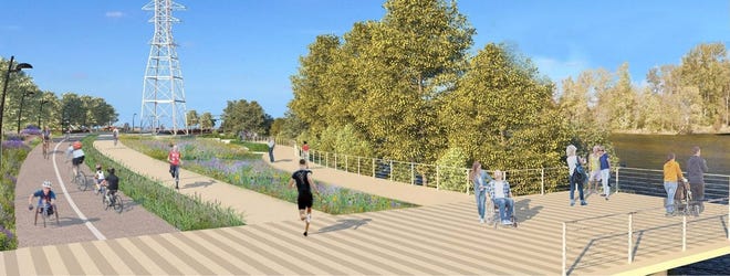 Rendering of completed Downtown Riverfront Park. [City of Eugene]