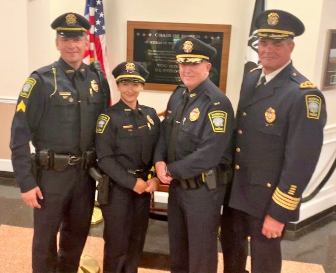 (From left): Randolph Police Sgt. Daniel Zaiter, Lt. Penny Cirino, Commander Anthony Marag and Chief William Pace. [Photo courtesy/Randolph Police Department]