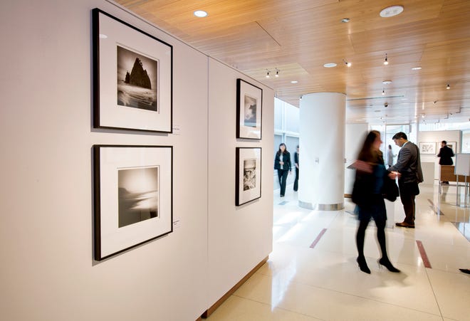The art gallery in the James Cancer Hospital, with black- and-white photos by Jan Bell