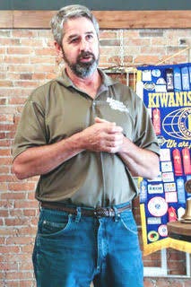 John Stephens spoke to Kiwanis about Mid-States Material Handling & Fabrication before leading a tour of the production facilities. Contributed photo