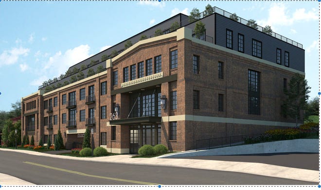 Arcadia Land Company's proposed residential project at 263 N. Main St. for 59 luxury apartments. If approved, the building will rise near Lacy Avenue and North Main Street. Rents will range from $2,000 to more than $3,000 a month. [CONTRIBUTED]