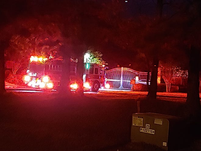 The scene Friday night outside the Carlyle at Godley Station apartments in Pooler. [SMN photo]