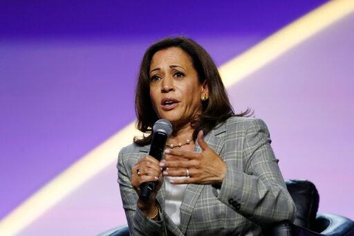 Democratic presidential candidate Sen. Kamala Harris, D-Calif., speaks during a candidates forum at the 110th NAACP National Convention, Wednesday, July 24, 2019, in Detroit. (AP Photo/Carlos Osorio)