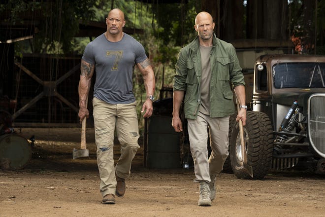 Luke Hobbs (Dwayne Johnson) and Deckard Shaw (Jason Statham) in "Fast & Furious Presents: Hobbs & Shaw," directed by David Leitch.

(Photo Credit: Frank Masi/Universal Pictures)