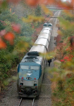 The Amtrak Downeaster, which was involved in a fatal crash in Newton, has stops in Dover, Durham and Exeter. [John Huff/Fosters.com, file]