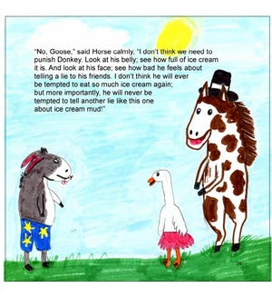 "Ice Cream Mud" tells the story of a mischievous donkey and his forgiving friends. The story is a fable about how everyone makes mistakes and emphysizes the importance of mercy. [CONTRIBUTED / RAYMOND GRAY]