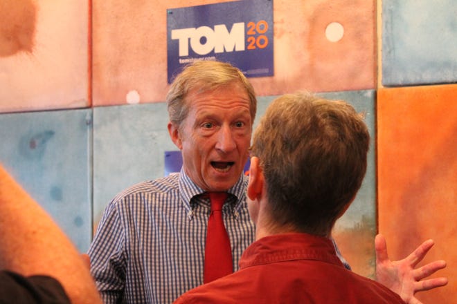 Tom Steyer made his first Democratic presidential campaign stop in New Hampshire at Teatotaller in Somersworth Tuesday. [Jessica Stelter/Seacoastonline]