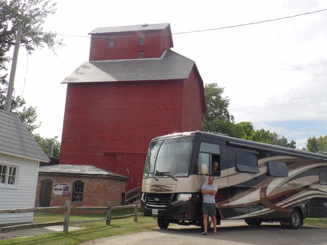 Casey and Waltraud Leser, of Frisco, Texas, reserved their Harvest Host spot by the J.H. Hawes Grain Elevator Museum in Atlanta, July 2019. The Lesers selected the Atlanta site because of their passion for history and its proximity to their Morris, Illinois, family reunion destination. [Photo submitted]
