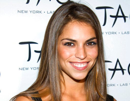 FILE - In this Oct. 16, 2010, file photo, Antonella Barba arrives to the 10th Anniversary of TAO restaurant in New York. Barba, who once appeared on reality television shows “American Idol” and “Fear Factor” has pleaded guilty to a drug charge in Virginia and could face 10 years in prison. Barba pleaded guilty Tuesday, July 30, 2019 to conspiracy to distribute a synthetic opioid. She will be sentenced in November. (AP Photo/Charles Sykes, File)