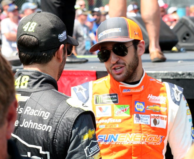 Chase Elliott (right) will be looking for a second win at The Glen in as many years while Jimmy Johnson (left) is looking for his first career win at The Glen. [THE LEADER FILES]