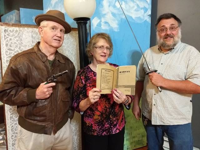 Garry Gardner, Susan Herrick and Christopher Levi gather props for the coming season at Boone Community Theatre. Other directors not pictured are Gershom Levi, Pamela Webster and Brandon Windus.