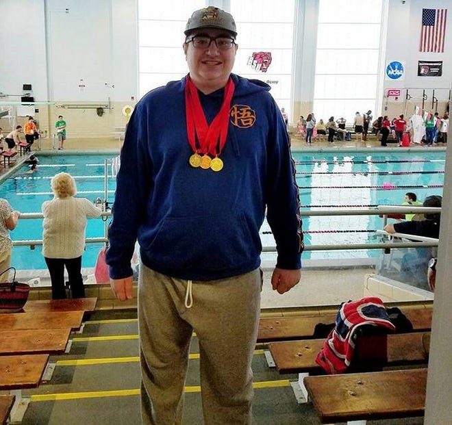 Ethan Terra, 16, of Somerset, won three medals in the swim competition at the state Special Olympics Games held at Boston University. [Submitted Photo]