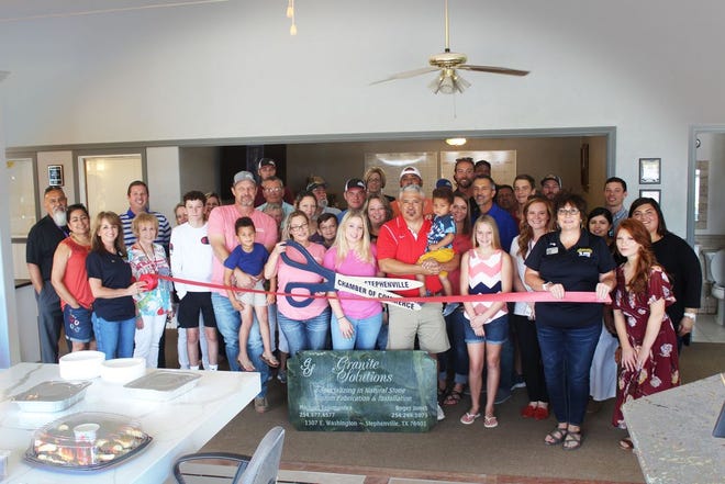 The Stephenville Chamber of Commerce welcomed new member Granite Solutions with a Ribbon Cutting celebration. Granite Solutions provides fabrication and installation of custom stone countertops for residential and commercial clients using a wide range of stone slabs including granite, marble, onyx, and more!