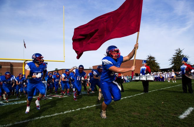 Carlinville takes the field against Williamsville during the class 3A football playoffs at Carlinville High School Saturday, Nov. 5, 2016. Ted Schurter/The State Journal-Register