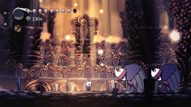Hollow Knight uses very little color and as you play, you'll understand why that is the case. (Screenshot courtesy of Tyler Northrop)