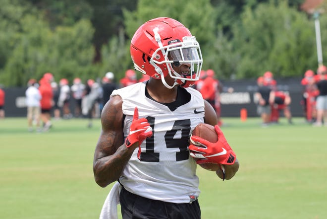 Georgia defensive back DJ Daniel (14) during the Bulldogs' session on the Woodruff Practice Fields early in preseason camp. (Photo by Steven Colquitt, UGA Sports Communications)