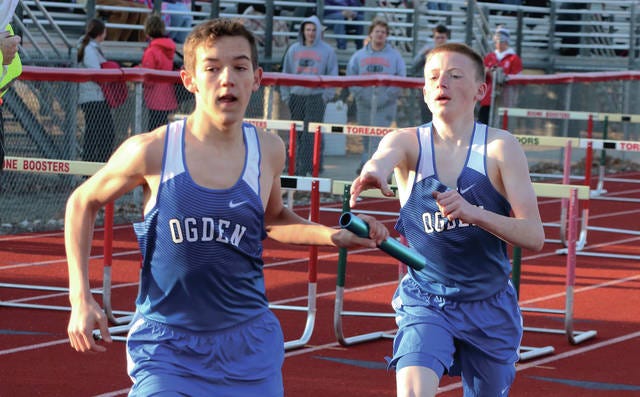 Garrett Buxton (foreground) and Stephen Flynn (background) return as the top two runners on the Ogden boys’ cross-country team. File photo by Andrew Logue/News-republican