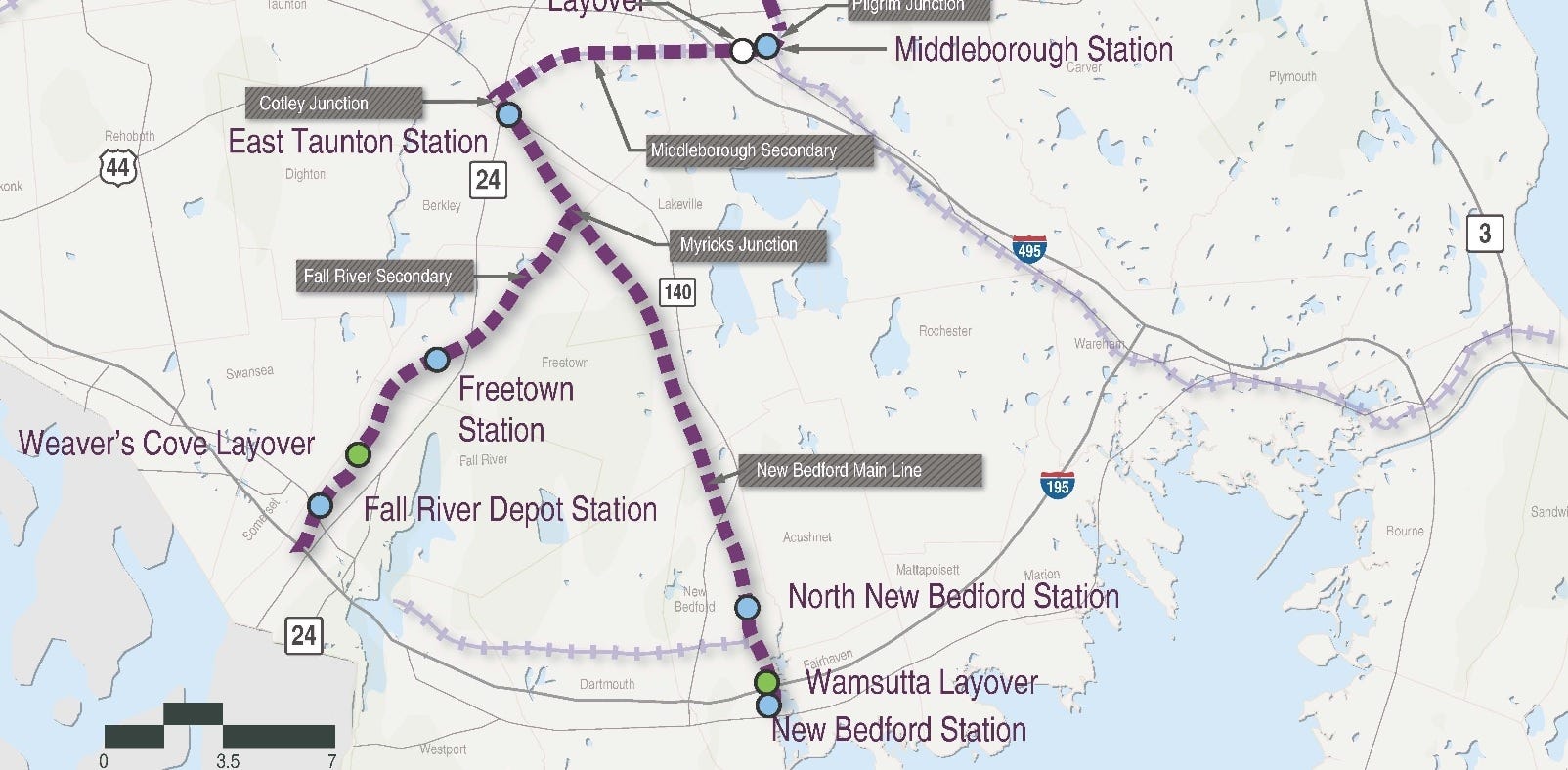 South Coast Rail Map Interactive Map Shows Locations For South Coast Rail Stations