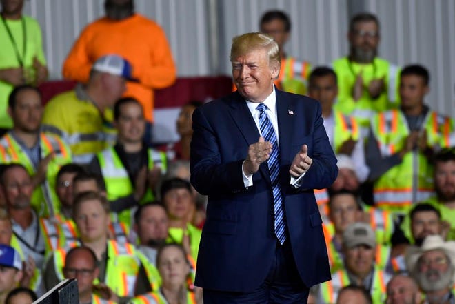 President Donald Trump speaks in Monaca, Pa., on Tuesday during a visit to Shell's soon-to-be completed Pennsylvania Petrochemicals Complex.