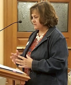 Tanya Keys, deputy scretary of the Kansas Department for Children and Families, delivers an update Tuesday on the agency's participation in the federal Family First Preservation Services Act. [Sherman Smith/The Capital-Journal]