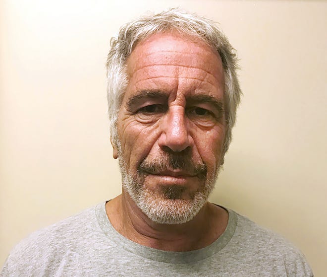 This March 28, 2017, file photo, provided by the New York State Sex Offender Registry, shows Jeffrey Epstein. — Jail guards on duty the night Jeffrey Epstein apparently killed himself are suspected of falsifying log entries to show they were checking on inmates every half-hour as required, according to a person familiar with the investigation into the financier's death. [NEW YORK STATE SEX OFFENDER REGISTRY VIA ASSOCIATED PRESS]