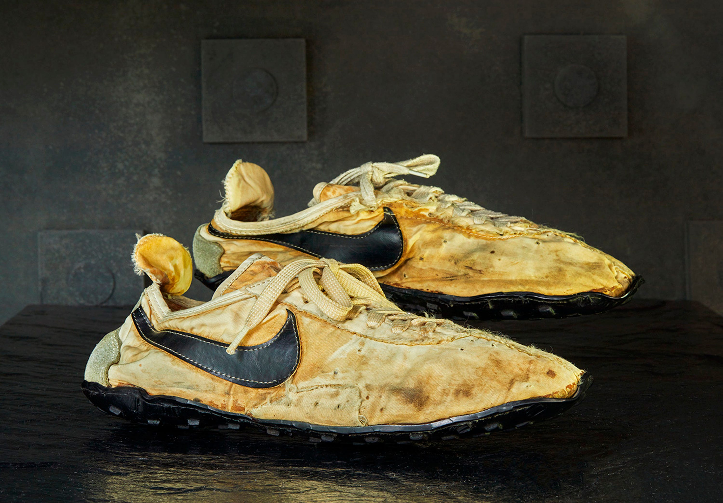 Vintage pair of Nike track shoes that's on display in Eugene sold for $50K