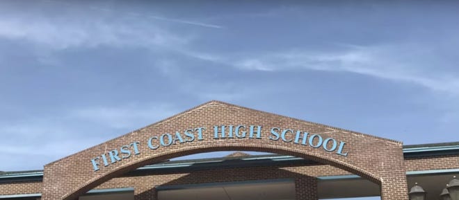 A First Coast High School teacher was removed from his class after writing a statement on the whiteboard criticizing students who did not stand for the Pledge of Allegiance. [EMILY BLOCH/FLORIDA TIMES-UNION]