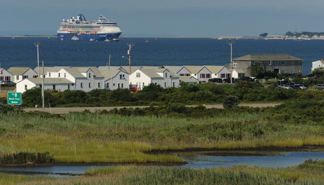 Photographed from High Head, Celebrity Summit sits off Provincetown Harbor. The cruise ship, according to the Provincetown harbormaster's office, arrived around 3 a.m. Thursday.