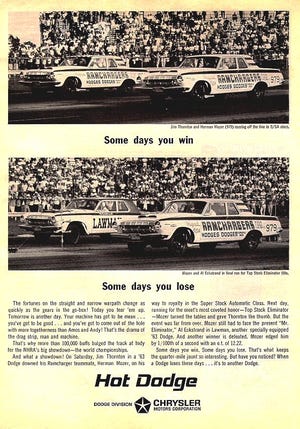 The Ramchargers Dodge team cars made it to the final round of Super Stock in 1963, not surprising as the team was the main development arm for Chrysler during the early super stock drag racing era. [Fiat Chrysler]