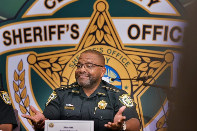 Clay County Sheriff Darryl Daniels apologizes to his wife during a town hall meeting on the upcoming budget Tuesday at Centerpoint Baptist Church in Middleburg. The sheriff had an affair with a female corrections officer in Duval County when he was head of corrections there. [Will Dickey/Florida Times-Union]