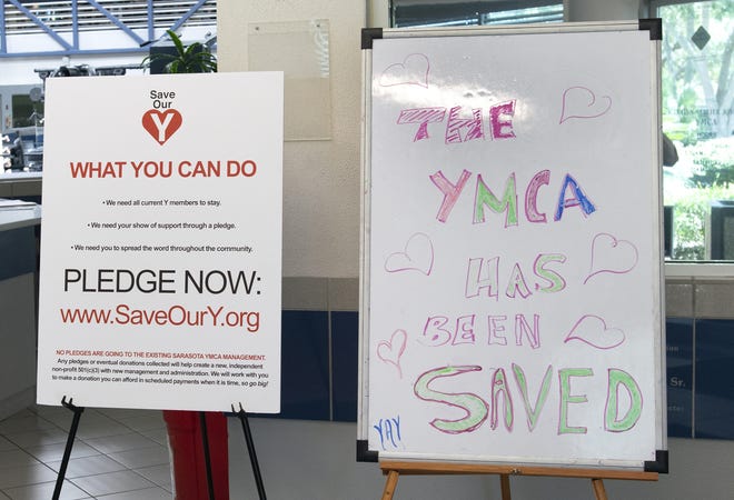 Sarasota Family YMCA members reacted Wednesday, July 21, 2019 to the announcement that the Frank G. Berlin branch on Euclid Avenue and the Evalyn Sadlier Jones branch on Potter Park Drive would remain open under a new banner beginning Sept. 14, 2019. [HERALD-TRIBUNE STAFF PHOTO / CARLOS R. MUNOZ]