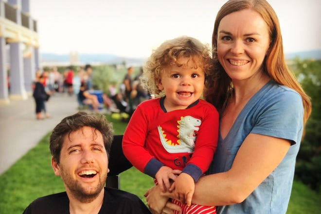 Ady Barkan, pictured with his wife, Rachael Scarborough King, and their son, Carl, is one of the most prominent faces of the "Medicare for All" movement. Diagnosed with amyotrophic lateral sclerosis in 2016, Barkan has resolved to use his remaining time fighting for Medicare for All. (Courtesy of Ady Barkan/TNS)
