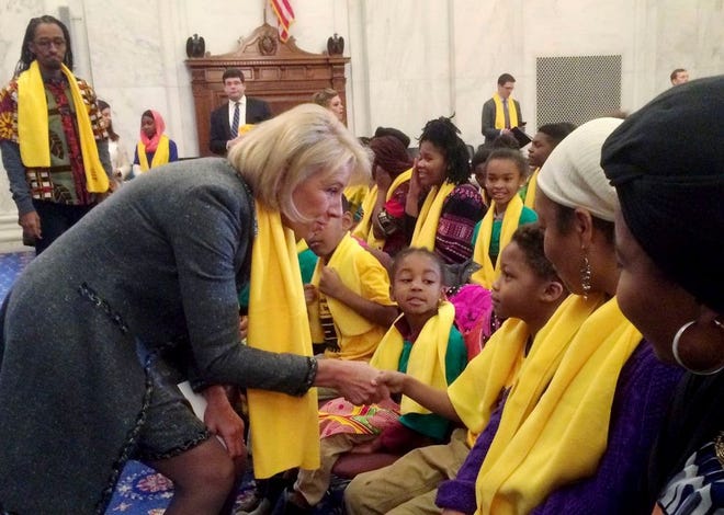 U.S. Department of Education Secretary Betsy DeVos meets with students during National School Choice Week 2018.