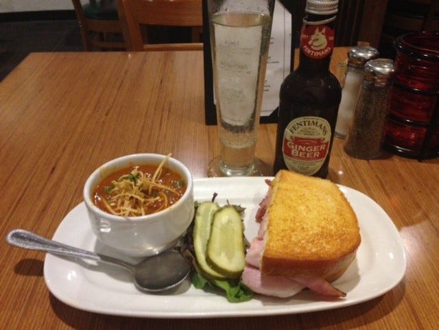 Our Reviewer tried the soup and half sandwich combo of the day. [Elaine Spencer photo]