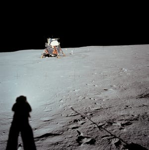 Neil Armstrong's shadow at the Apollo 11 Tranquility Base on the moon. [Submitted Photo]