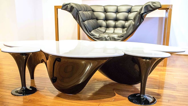 Pangaea, a fiberglass premium coffee table designed by Big Flats native Sam Pawlak, sits on display at the Wexler Gallery in Philadelphia. [Provided]