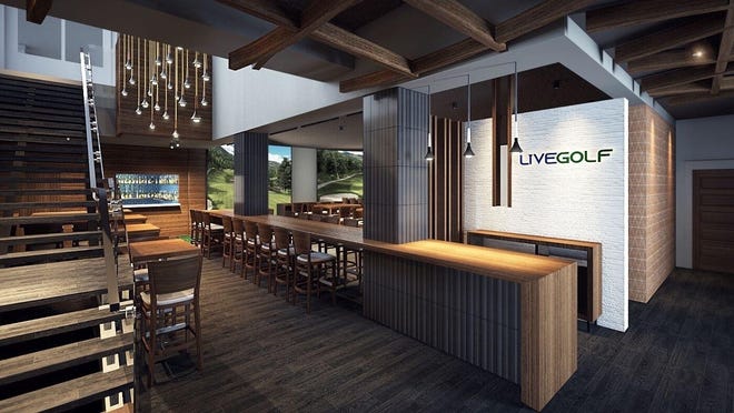 A rendering of LiveGolf lounge, which will open Sept. 4 at the Macatawa Golf Club. [Contributed]